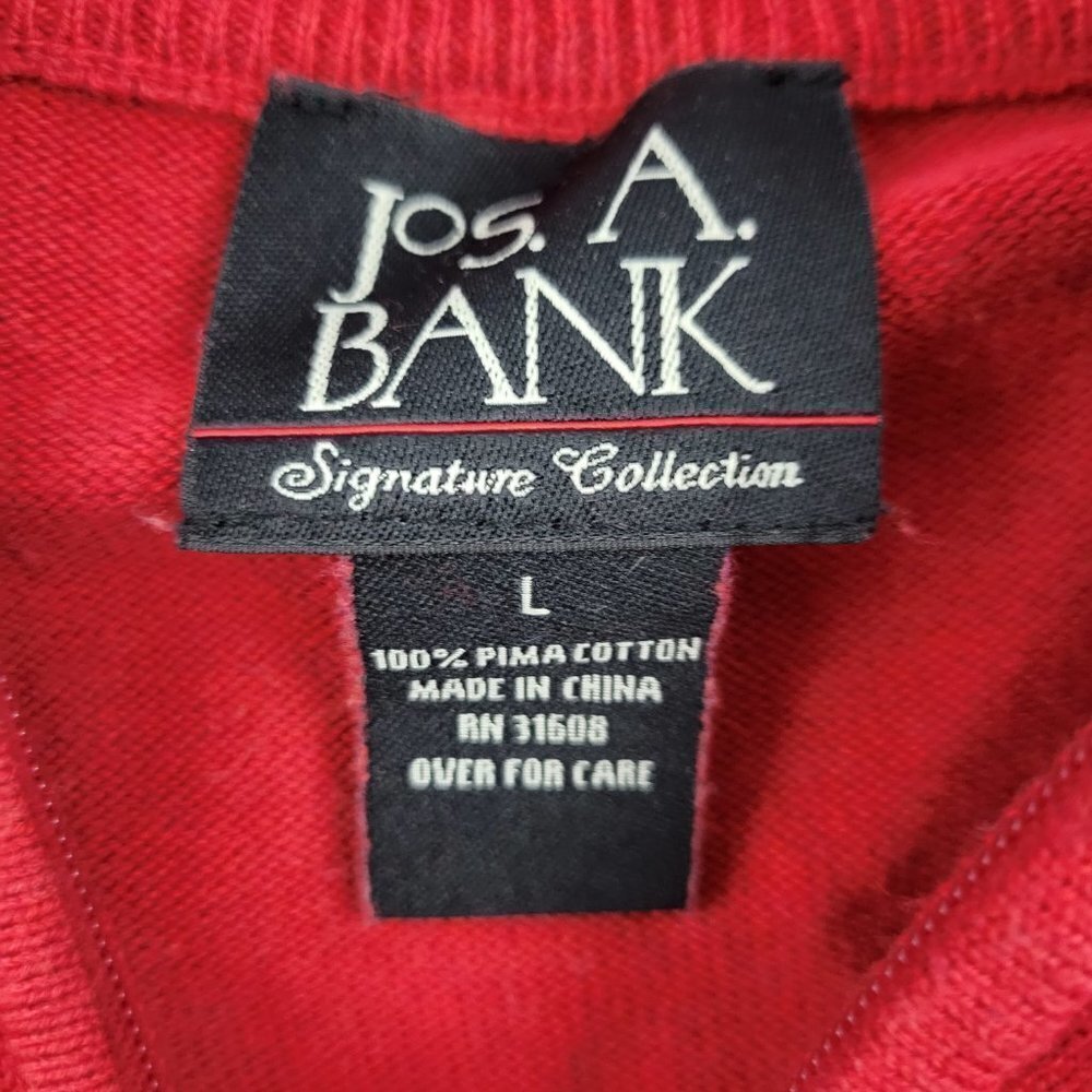 Jos A Bank signature collection quarter zip sweater mens pima Large red Mens 434 - Picture 9 of 10